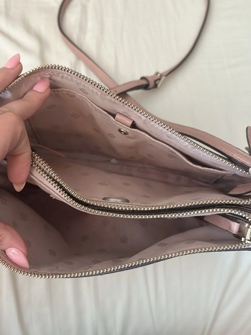 kate spade Rose Pink Pebbled Leather Crossbody with Spade Logo